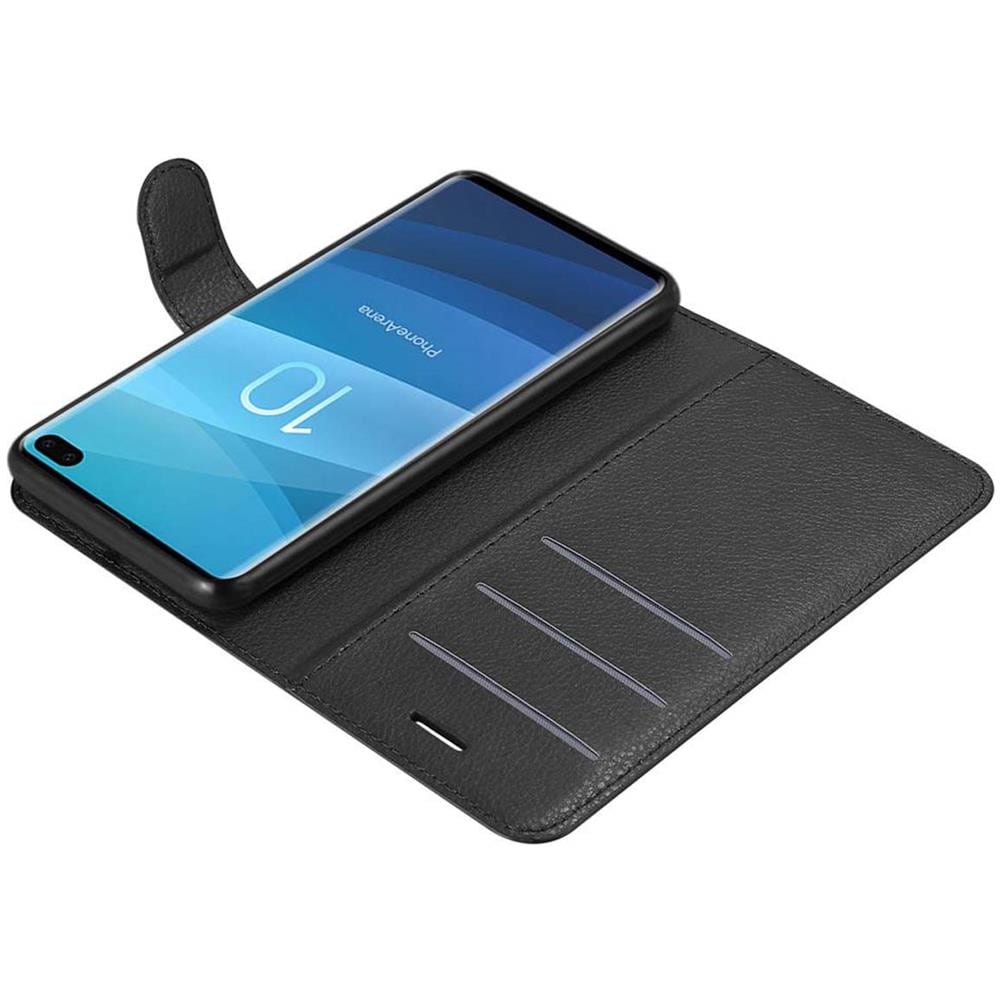 Custodia Compatibile Con Samsung Galaxy S10 Plus In Nero Carbone - Coperchio Protettiva Con Chiusura Magnetica, Funzione Stand E Tasca Per Le Carte - Foto 8