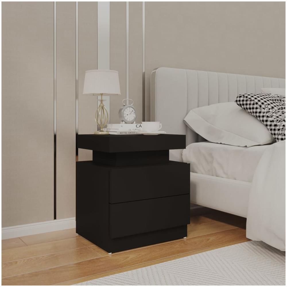 Comodino Nero 45x35x52 cm in Legno Multistrato - Foto 1