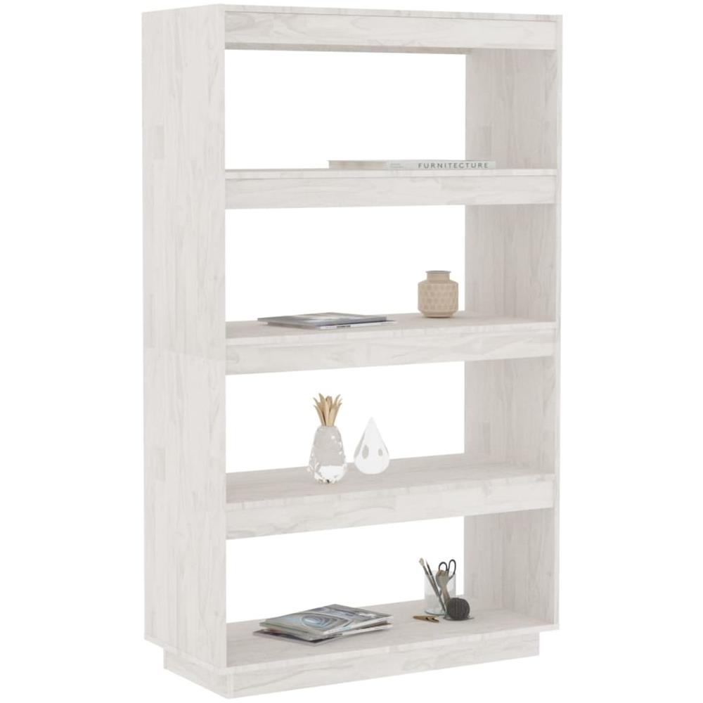 Libreria / divisorio Bianco 80x35x135 Cm Legno Massello Di Pino - Foto 3