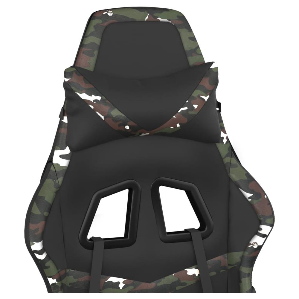 Sedia Gaming Massaggio Poggiapiedi Nero e Mimetico Similpelle - Foto 11