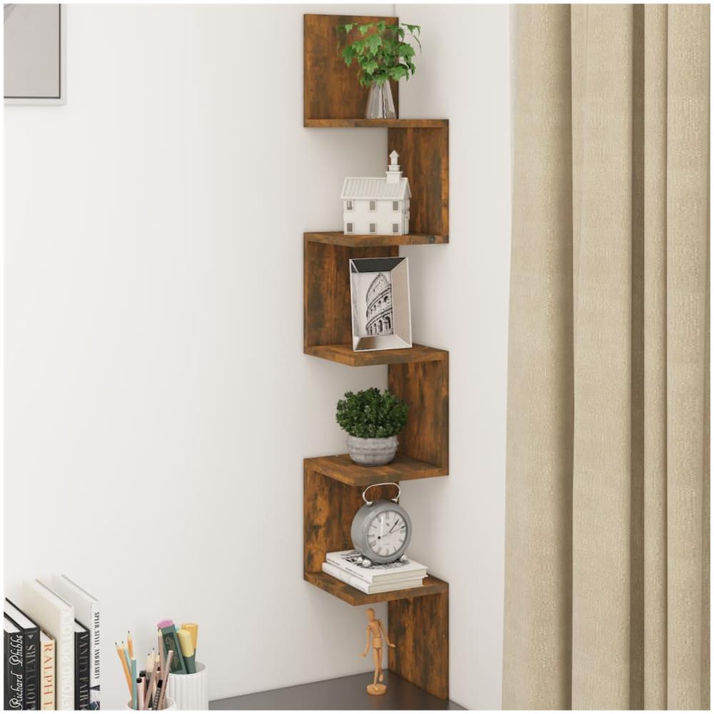 Mensola Muro Angolo Rovere Fumo 20x20x127,5cm Legno Multistrato - Foto 1