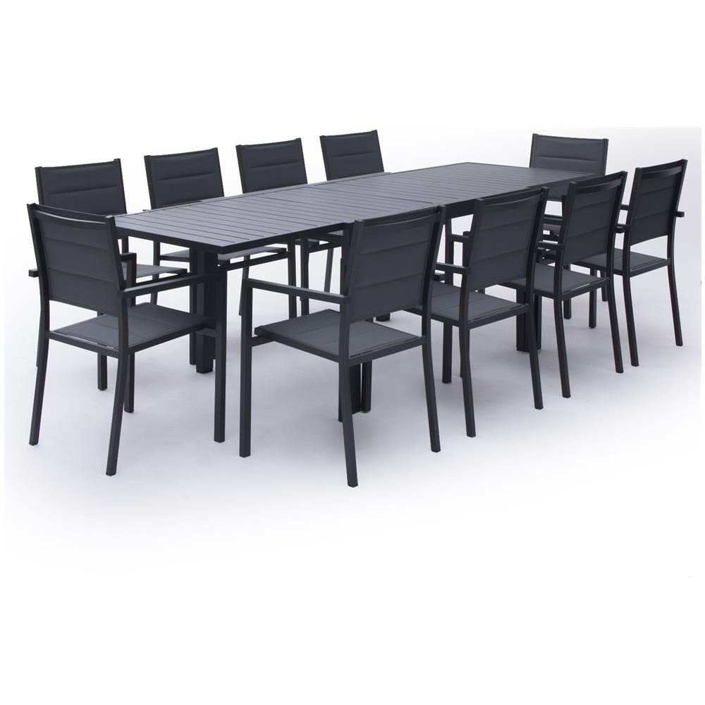 Set Di Mobili Da Giardino Estensibili In Textilene Grigio Venezia 10 Posti - Alluminio Antracite - Foto 1