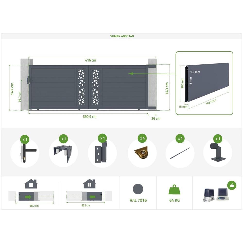Cancello Scorrevole In Alluminio 4m Sunny 400c140 - Foto 7