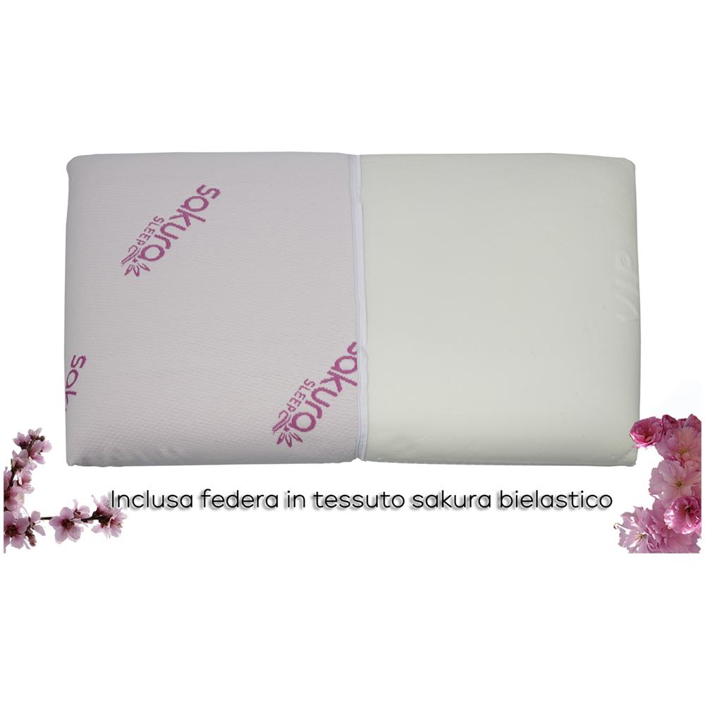 Guanciale Cuscino Letto 50x80 Cm Memory Anallergico Traspirante Sakura - Foto 2