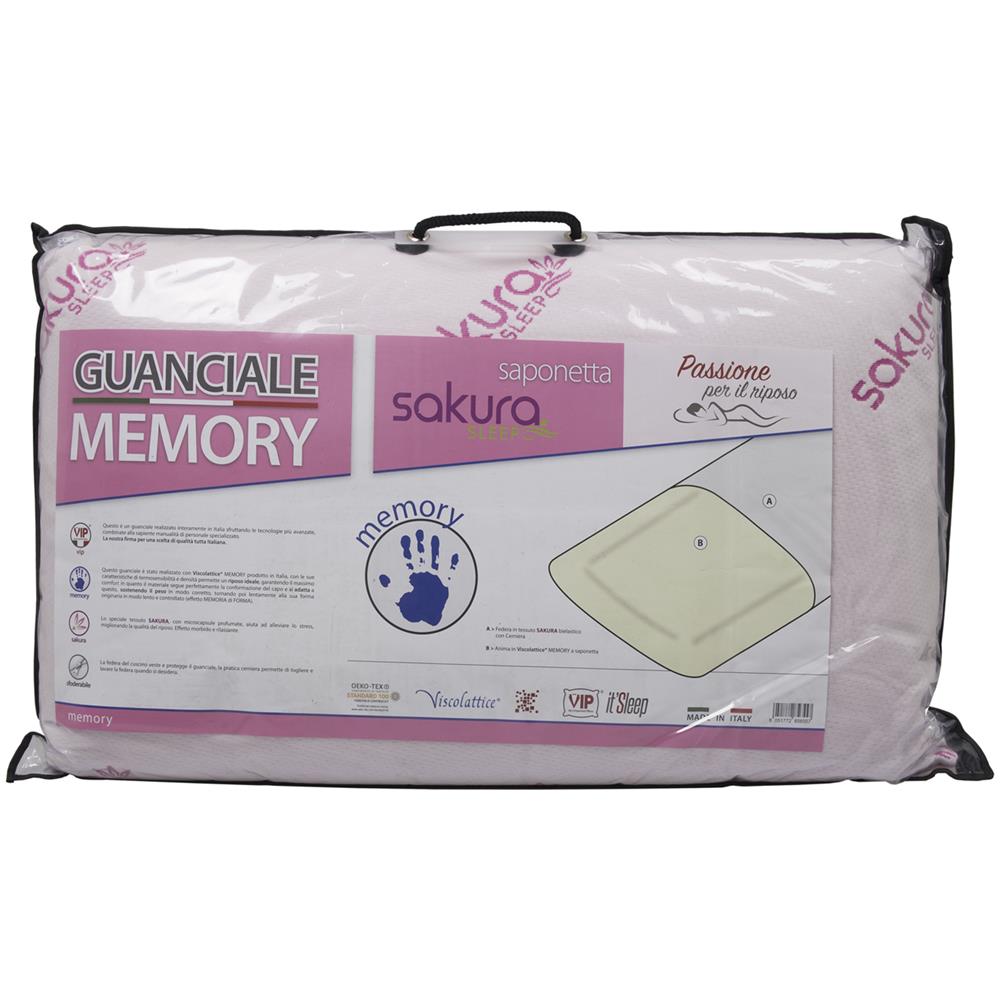 Guanciale Cuscino Letto 50x80 Cm Memory Anallergico Traspirante Sakura - Foto 1