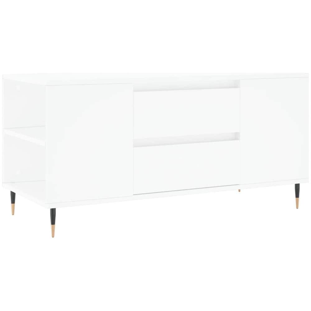Tavolino Da Salotto Bianco 102x44,5x50 Cm In Legno Multistrato - Foto 2