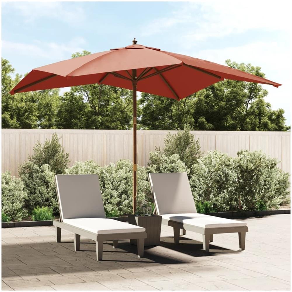 Ombrellone Da Giardino Palo In Legno Terracotta 300x300x273 Cm - Foto 1