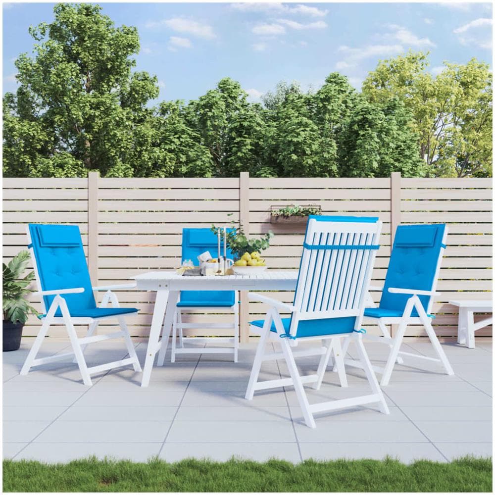 Cuscini Sedia Con Schienale Alto 4 Pz Blu Chiaro Tessuto Oxford - Foto 1