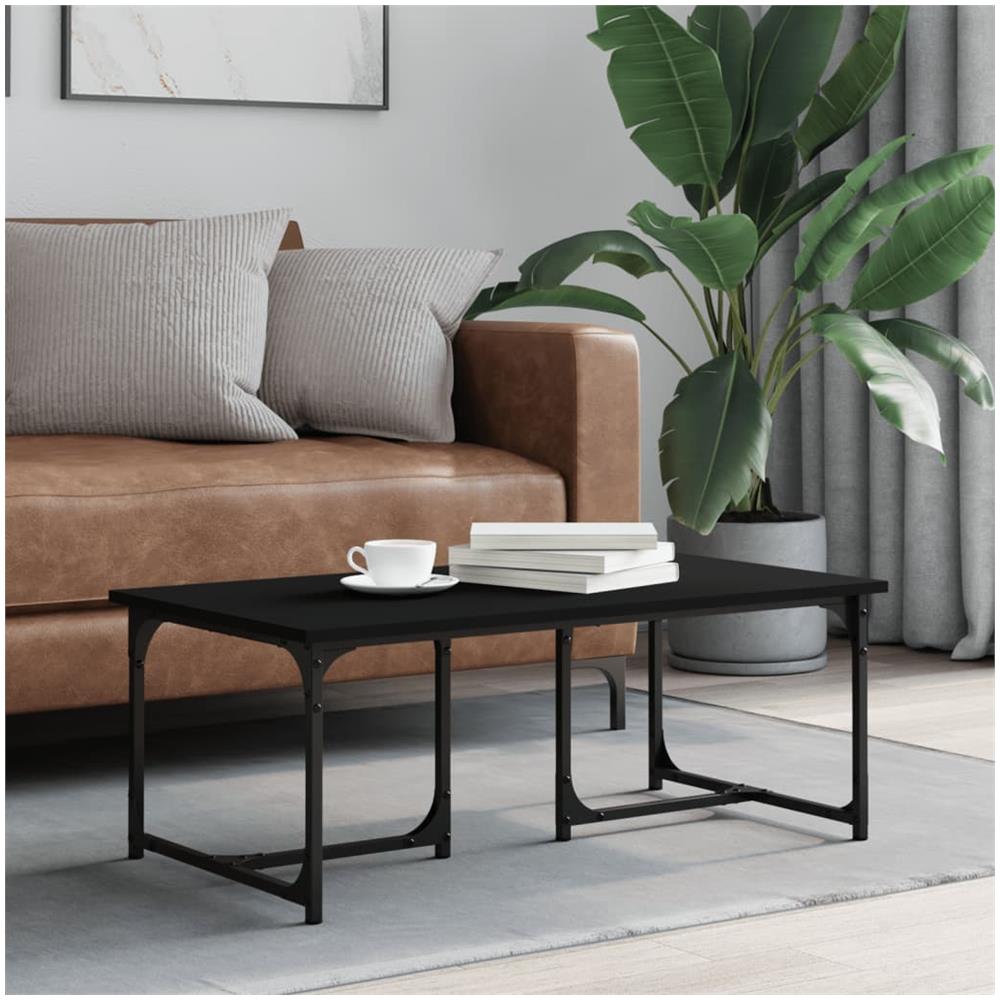 Tavolino Da Salotto Nero 90x50x35 Cm In Legno Multistrato - Foto 1