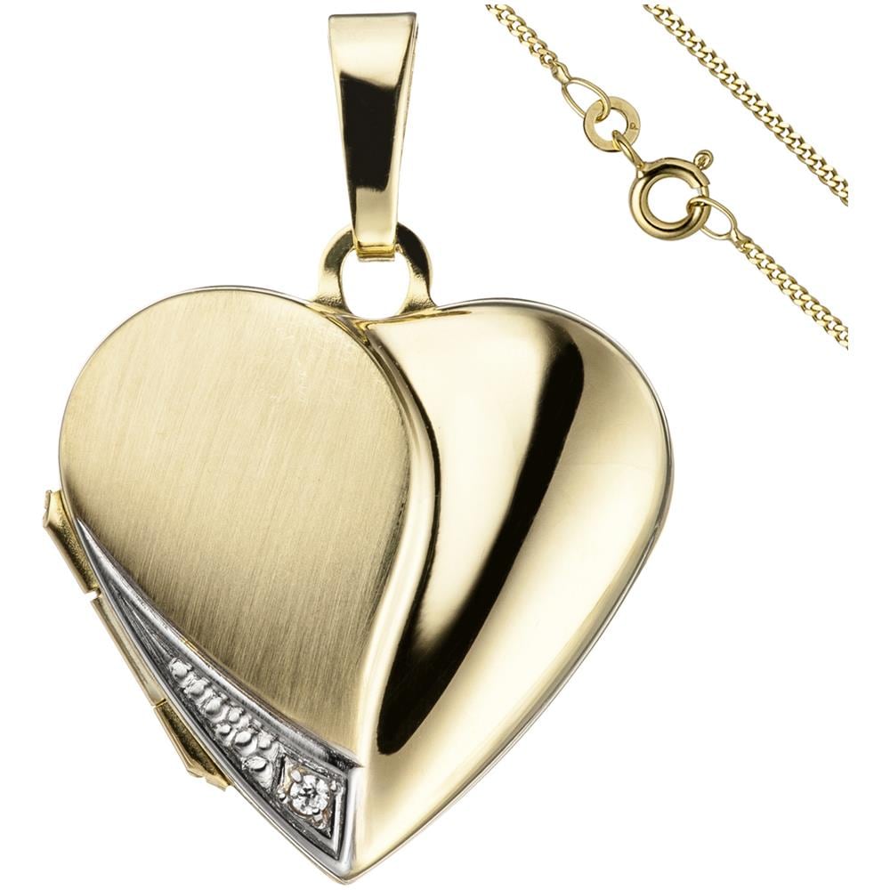 Ciondolo Cuore Da Aprire Per Foto 333 Oro 1 Zircone Con Catena 50 Cm - Foto 1