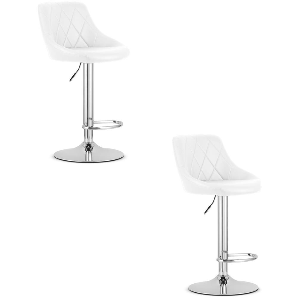 Sgabello girevole DAKA - Ecopelle bianca /Base cromata x 2 - Foto 1