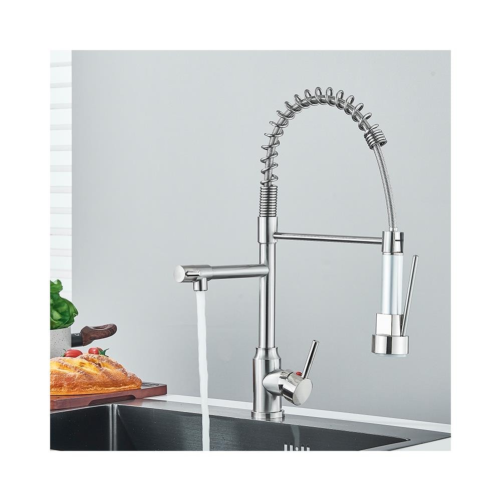 Rubinetto per lavello da cucina, Blackswan, tipo M387 con 2 modalità e 2 uscite, doccia mobile, modello nichelato, misura 47 cm - Foto 2