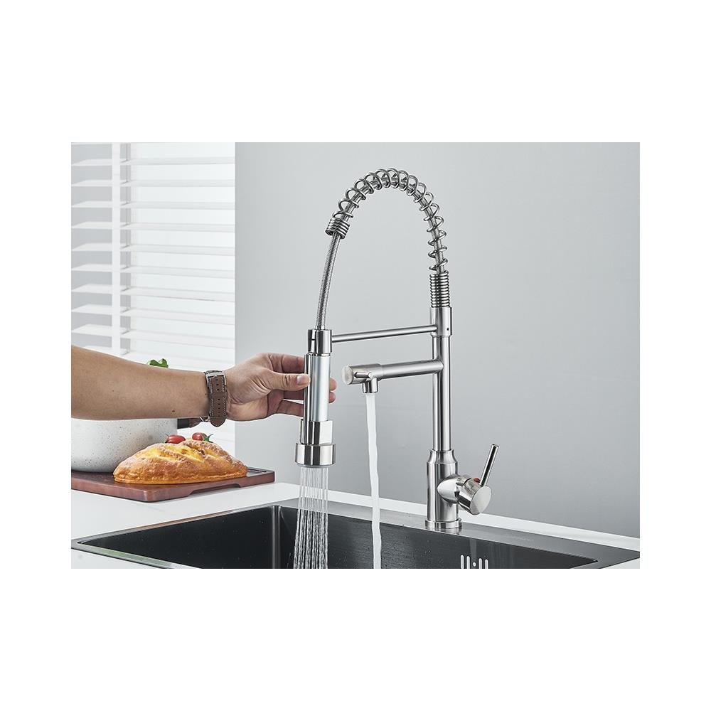 Rubinetto per lavello da cucina, Blackswan, tipo M387 con 2 modalità e 2 uscite, doccia mobile, modello nichelato, misura 47 cm - Foto 4