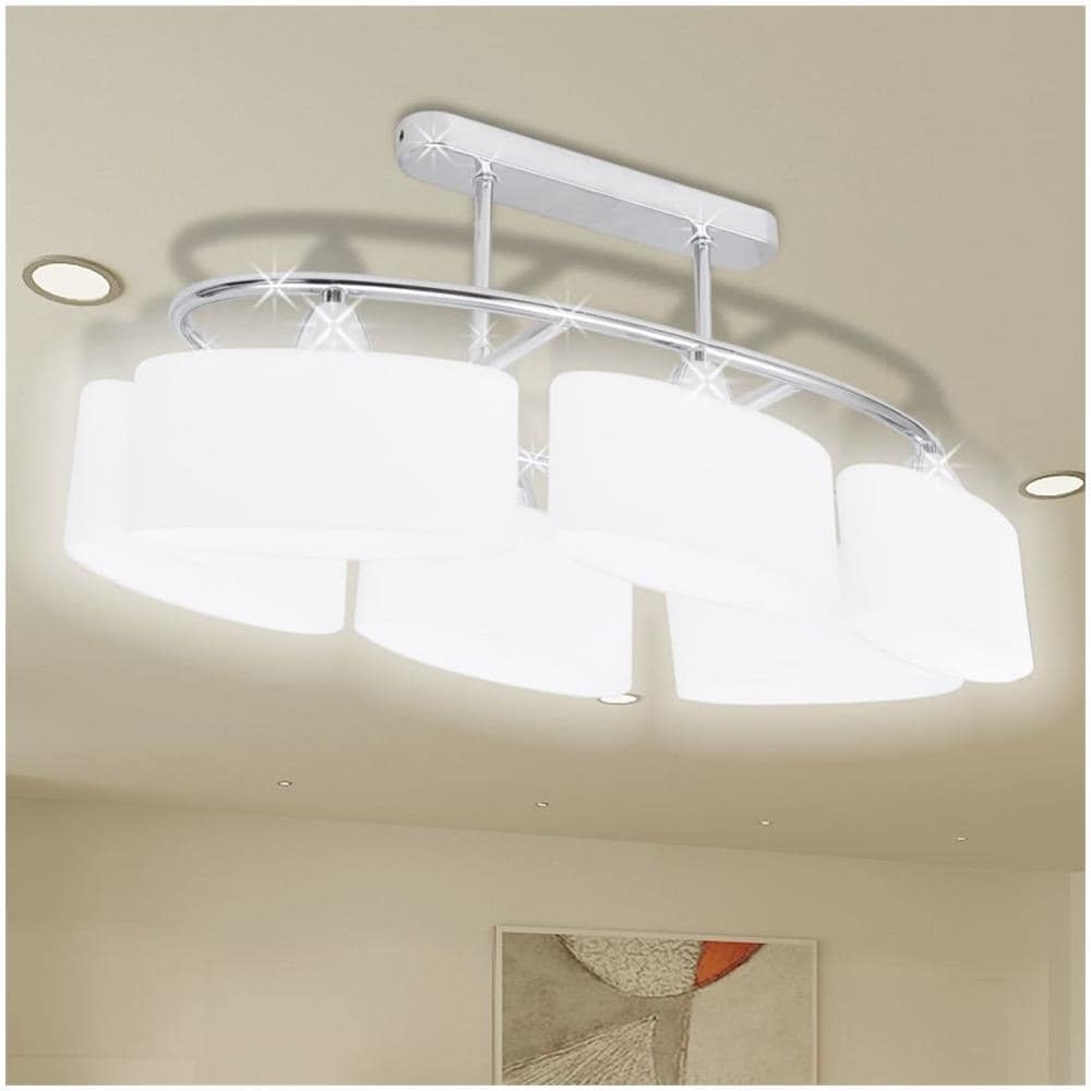 Lampada Da Soffitto Lampadario Di Vetro Ellissoidale 6 Lampadine E14 - Foto 2