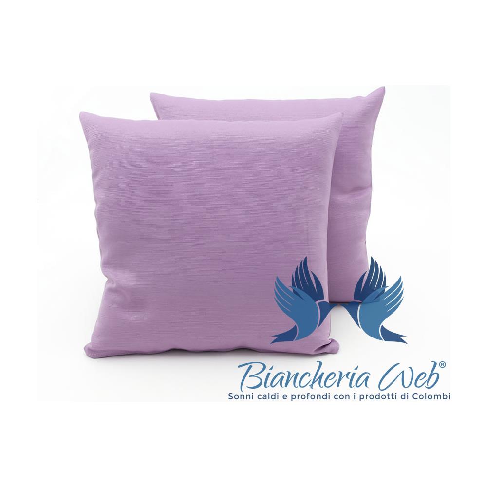 Coppia Cuscini Arredo Imbottiti Tessuto Ottoman In Tinta Unita Colore Lilla 37 50x50 Lilla 37 - Foto 1