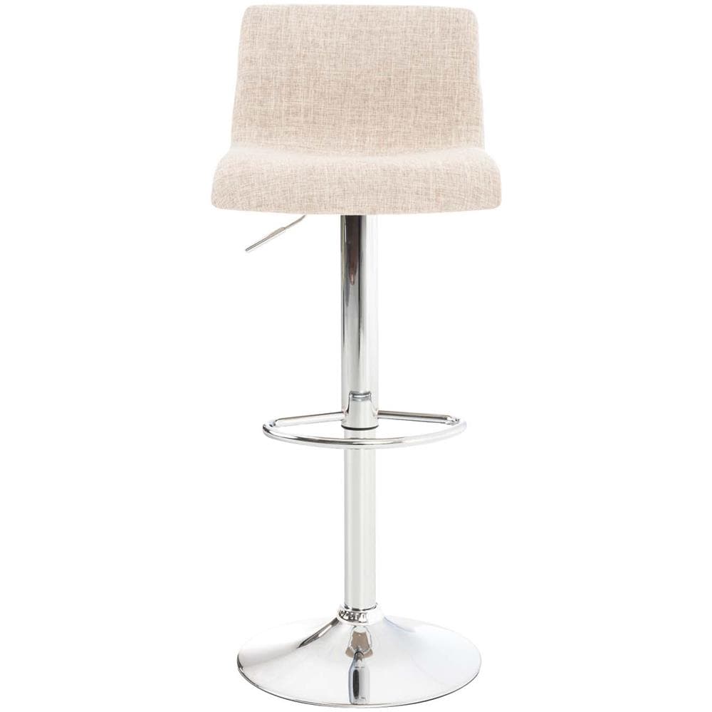 2 Sgabelli Alti Hoover in Tessuto - Set 2 Sgabelli Bar Design Regolabile 59-80 cm I Sedie Sgabello Girevole 360°con Schienale Crema Cromato - Foto 1