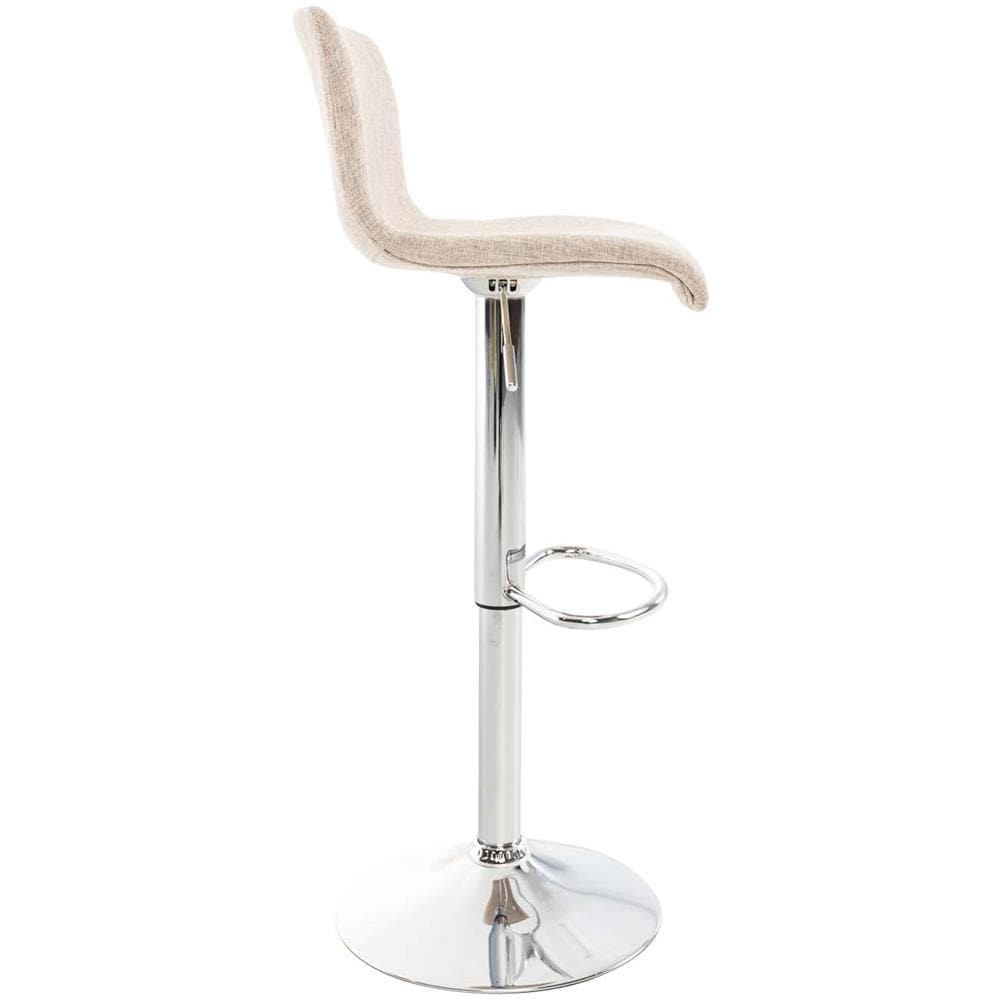 2 Sgabelli Alti Hoover in Tessuto - Set 2 Sgabelli Bar Design Regolabile 59-80 cm I Sedie Sgabello Girevole 360°con Schienale Crema Cromato - Foto 2