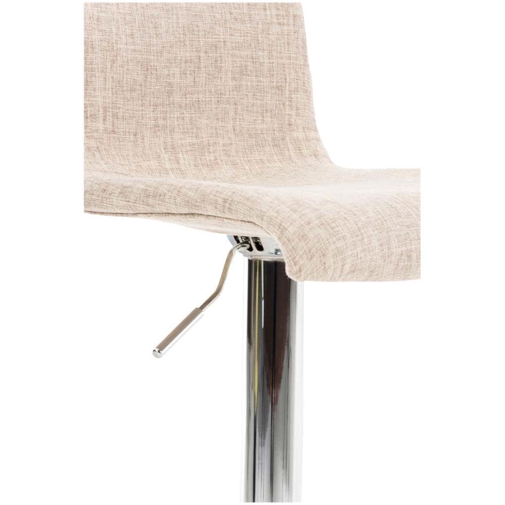 2 Sgabelli Alti Hoover in Tessuto - Set 2 Sgabelli Bar Design Regolabile 59-80 cm I Sedie Sgabello Girevole 360°con Schienale Crema Cromato - Foto 5