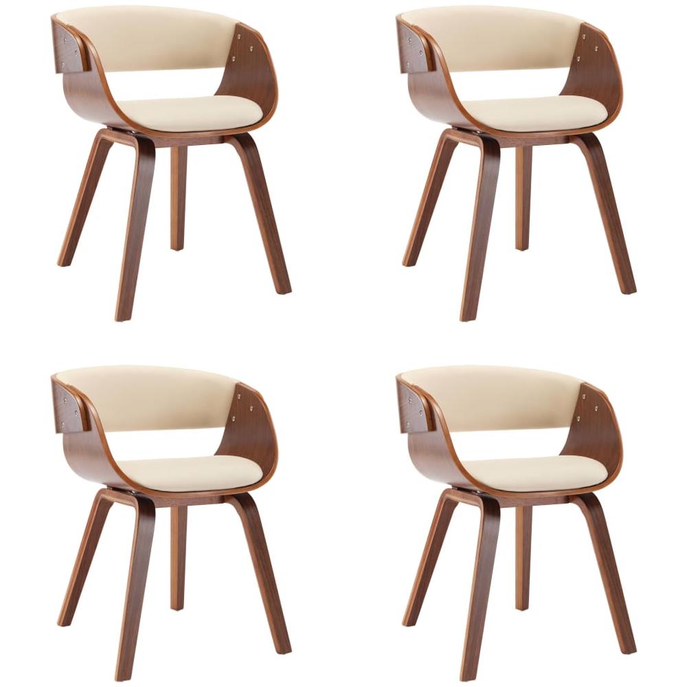 Sedie Da Pranzo 4 Pz Crema In Legno Piegato E Similpelle - Foto 2