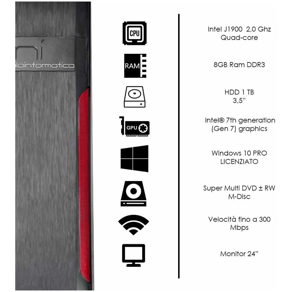 Pc Fisso Completo 8gb Ram Hdd 1tb Monitor Mouse Tastiera Altoparlanti Inclusi - Foto 5