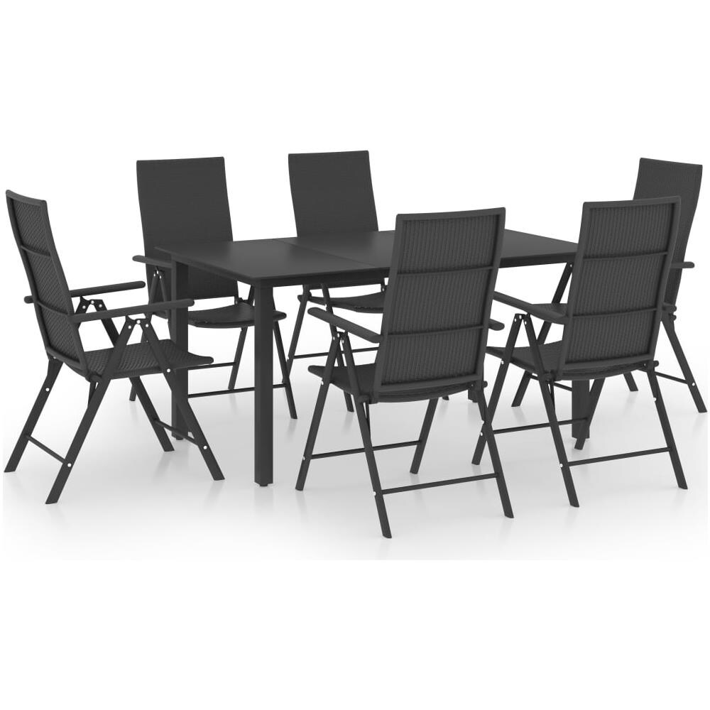 Set Da Pranzo Da Giardino 7 Pz Nero - Foto 1