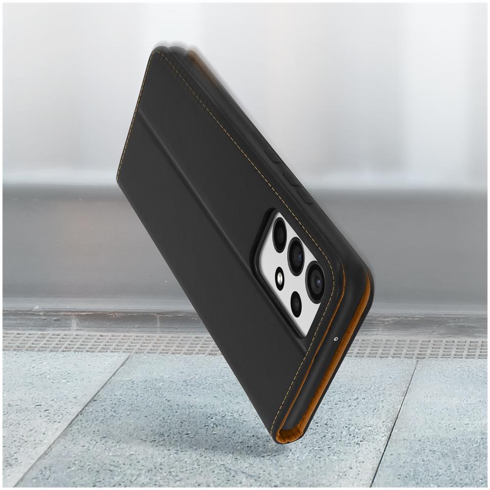 Custodia Samsung Galaxy A52 E A52 5g Portacarte Supporto Video Vera Pelle Nera - Foto 5