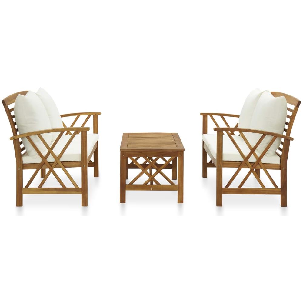 Set Divani da Giardino 3 pz con Cuscini in Massello di Acacia - Foto 3