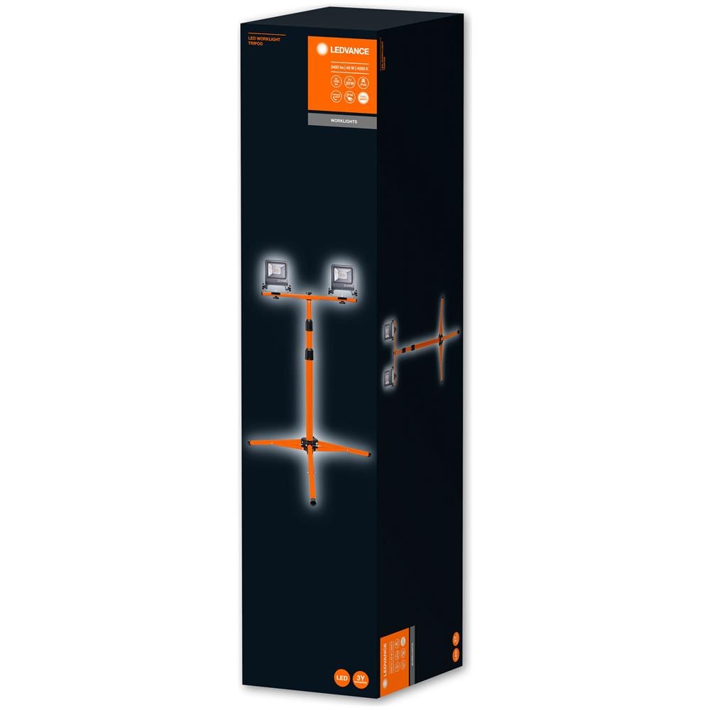 Ledvance Lampada Da Lavoro Led, Lampada Da Esterno, Worklights - Tripod / 40 W, 220…240 V, Ampiezza Fascio Luminoso: 120°, Bianco Freddo, 4000 K, Materiale: Aluminum / steel, Ip65 - Foto 1