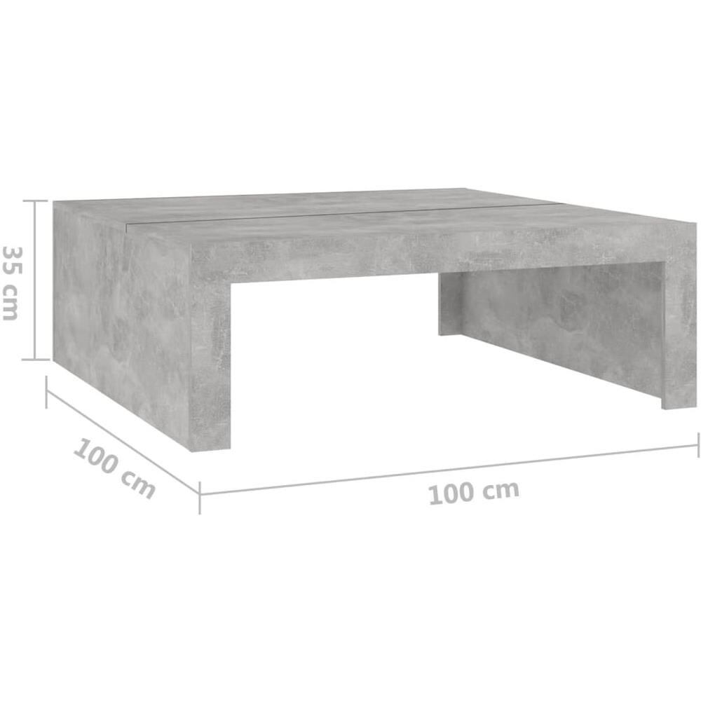 Tavolino da Salotto Grigio Cemento 100x100x35 cm Truciolato - Foto 2