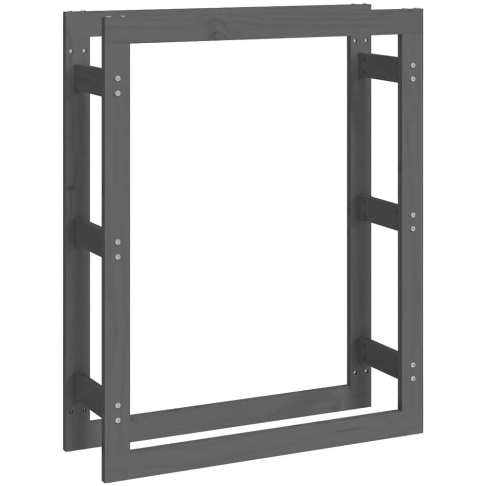 Portalegna Grigio 80x25x100 cm in Legno Massello di Pino - Foto 1