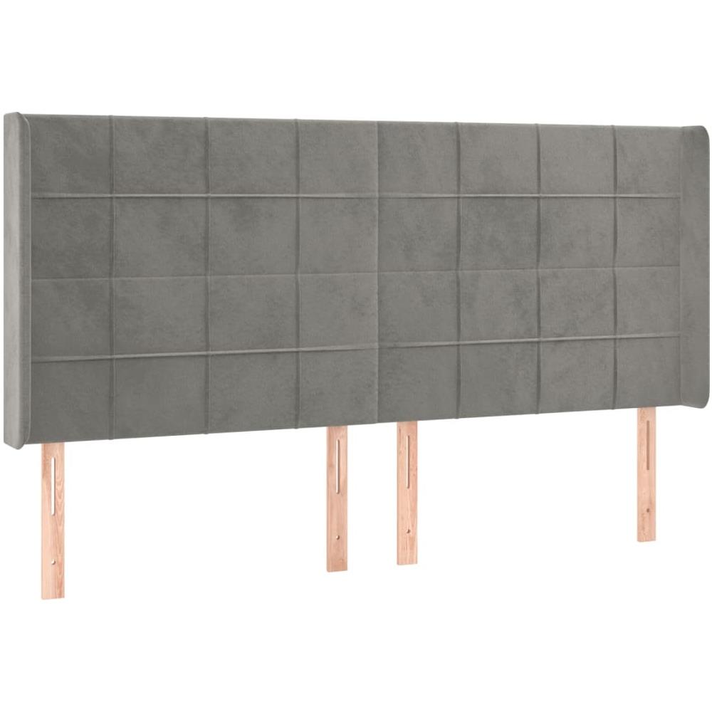 Testiera Ad Orecchio Grigio Chiaro 203x16x118/128 Cm In Velluto - Foto 2