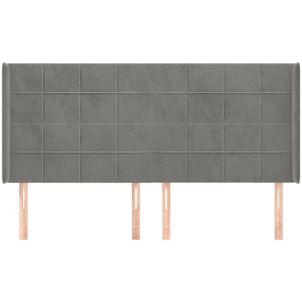 Testiera Ad Orecchio Grigio Chiaro 203x16x118/128 Cm In Velluto - Foto 3