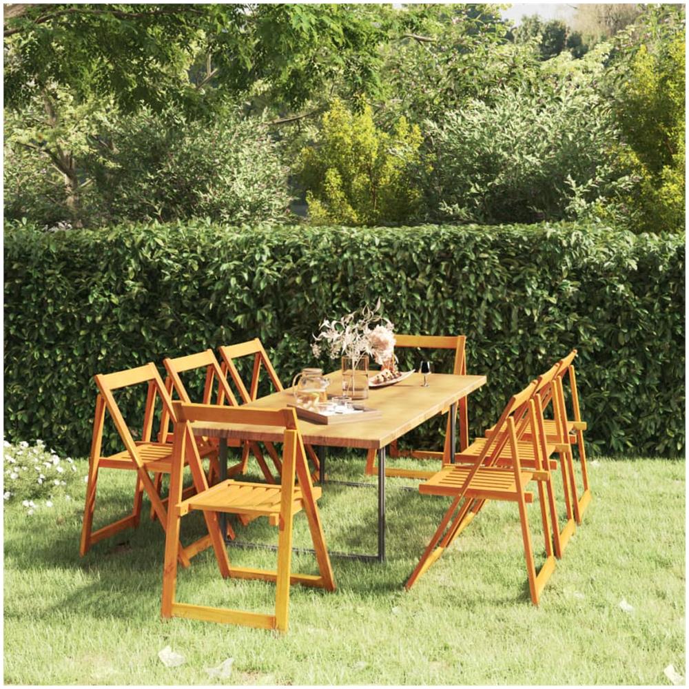 Sedie Da Giardino Pieghevoli 8 Pz In Legno Massello Di Acacia - Foto 1