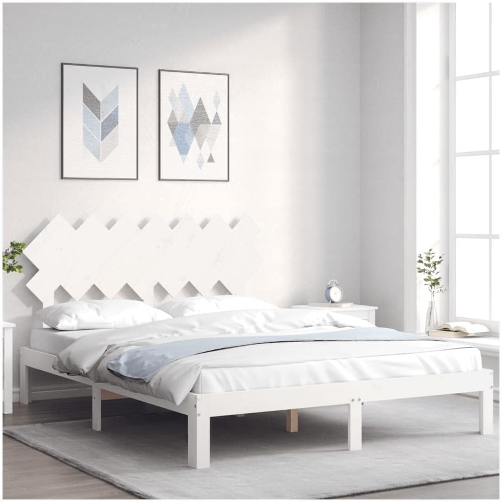 Giroletto con Testiera Bianco King Size in Legno Massello - Foto 1