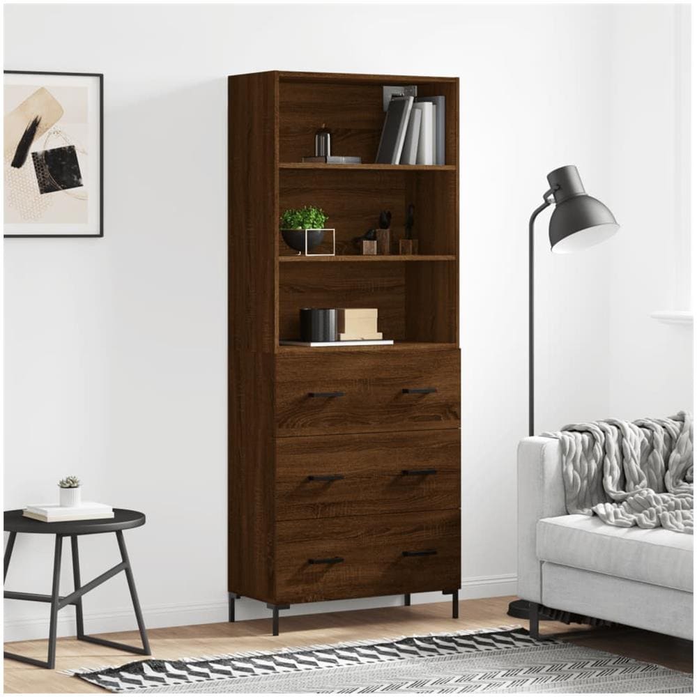 Credenza Rovere Marrone 70x42,5x185 cm in Legno Multistrato vidaXL