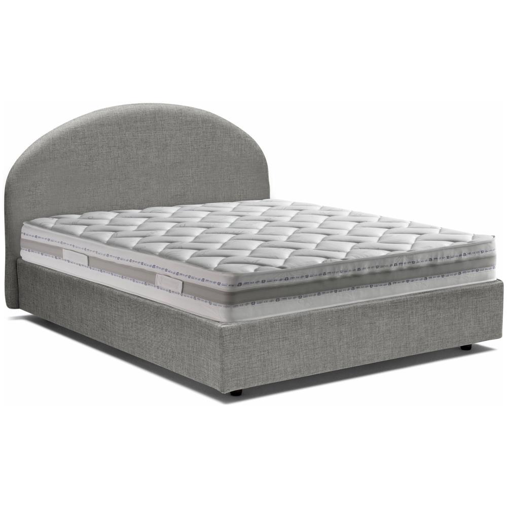 Letto Piazza E Mezza Connie, Letto Contenitore Con Rivestimento In Tessuto, 100% Made In Italy, Apertura Frontale, Con Materasso Cm 120x190 Incluso, Grigio - Foto 1