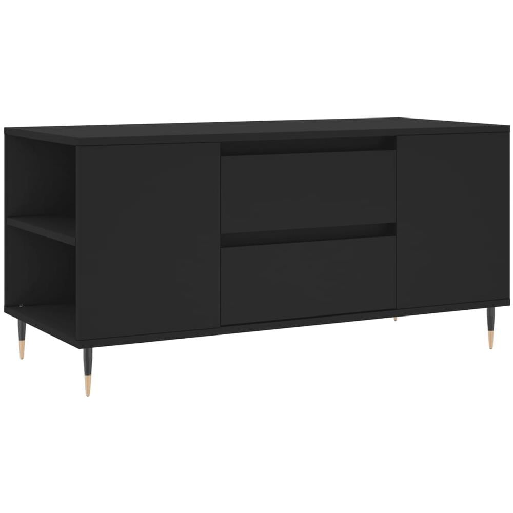 Tavolino Da Salotto Nero 102x44,5x50 Cm In Legno Multistrato - Foto 2