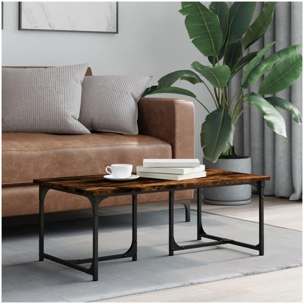 Tavolino Da Salotto Rovere Fumo 90x50x35 Cm Legno Multistrato - Foto 1