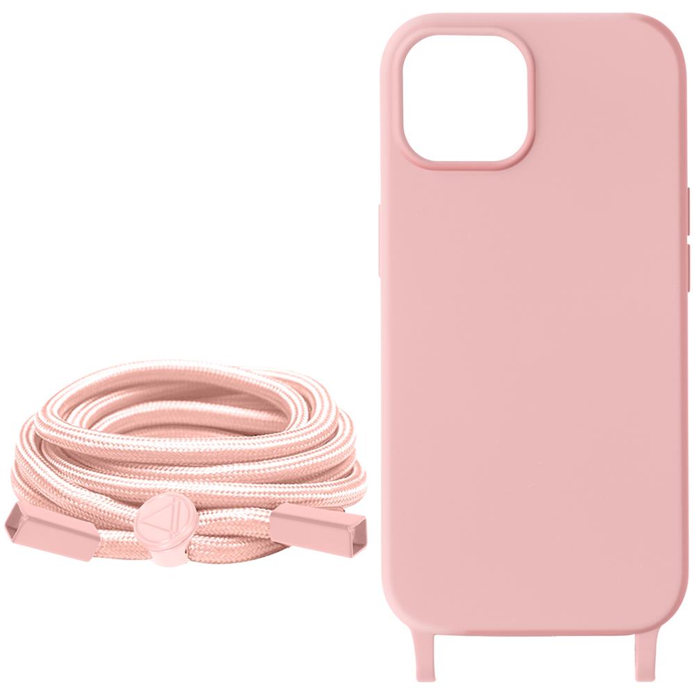 Cover Semirigida Per Iphone 15 Plus Cordino Nylon Intrecciato Serie Corda Rosa - Foto 5
