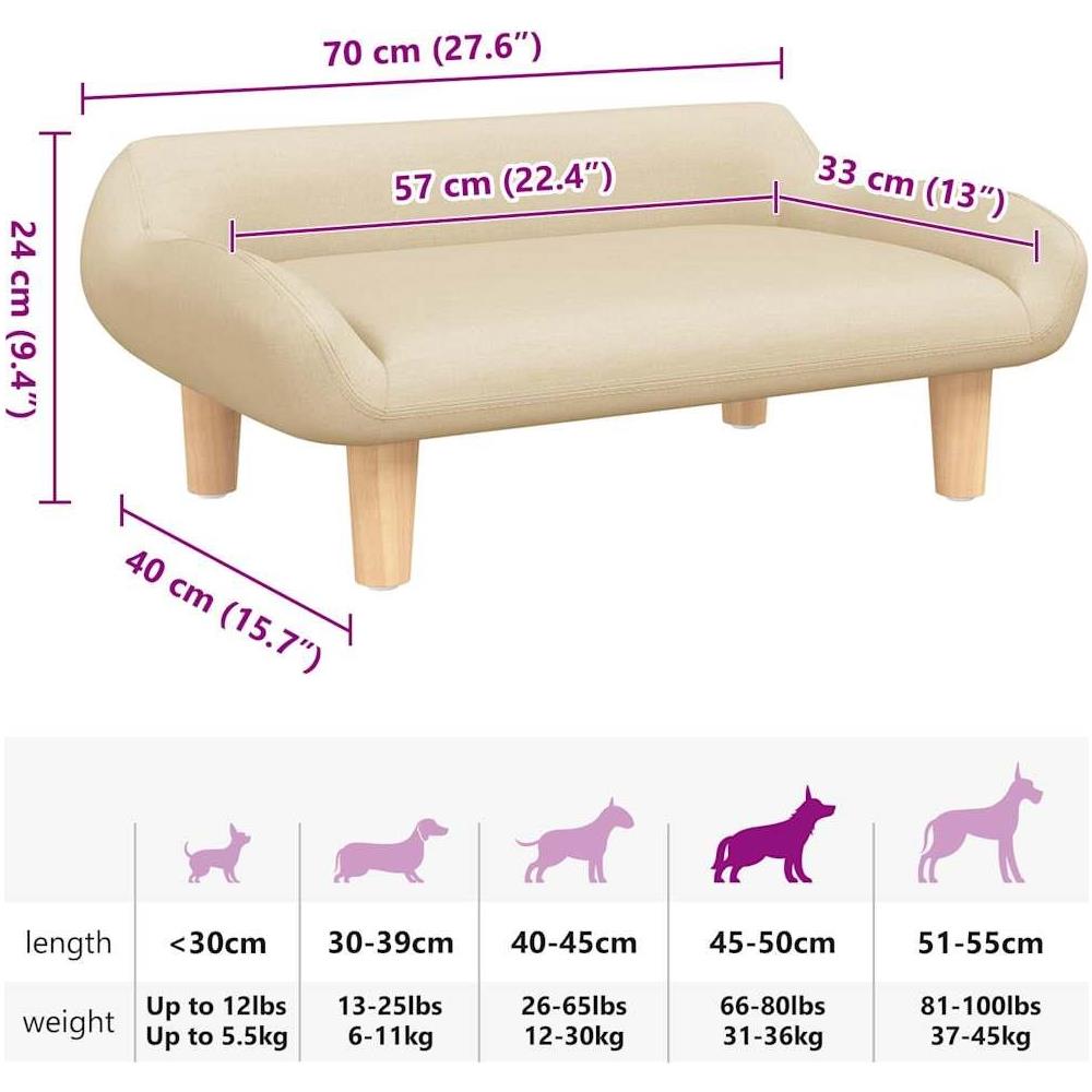 Lettino per Cani Crema 70x40x24 cm in Tessuto - Foto 7