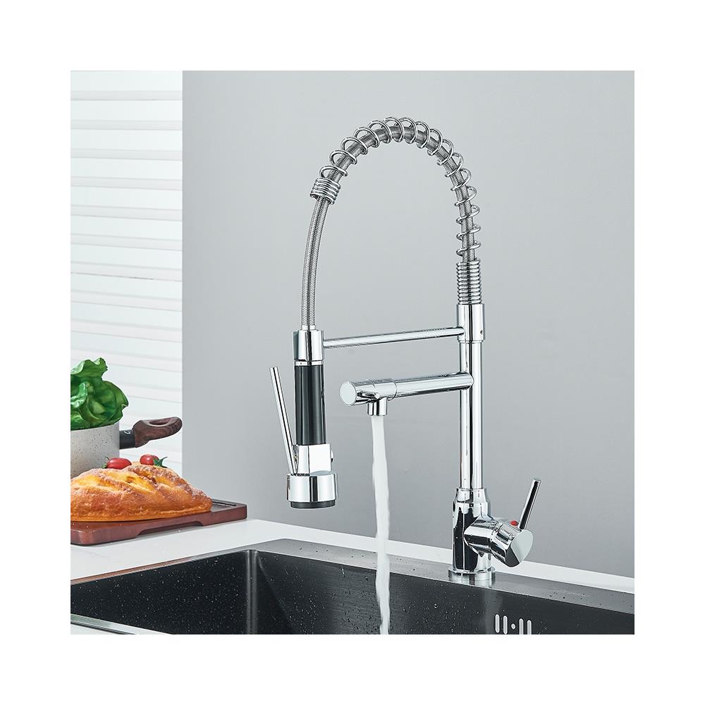 Rubinetto per lavello da cucina, Blackswan, tipo M386 con 2 modalità e 2 uscite, doccia mobile, modello cromato, misura 47 cm - Foto 4