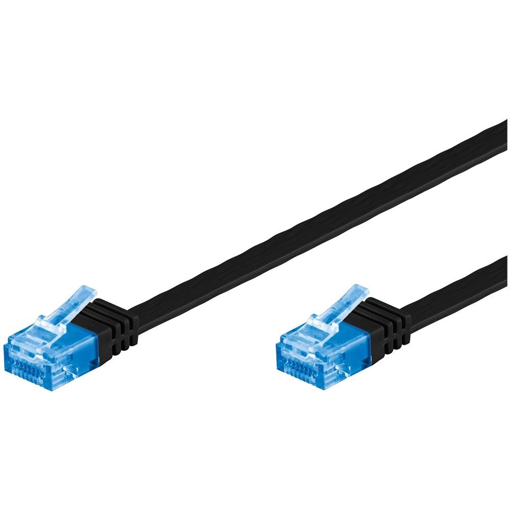 ICOC U6A-FL-075BKT - Cavo di Rete Patch Flat in Rame Cat. 6A UTP 7,5m Nero - Foto 1
