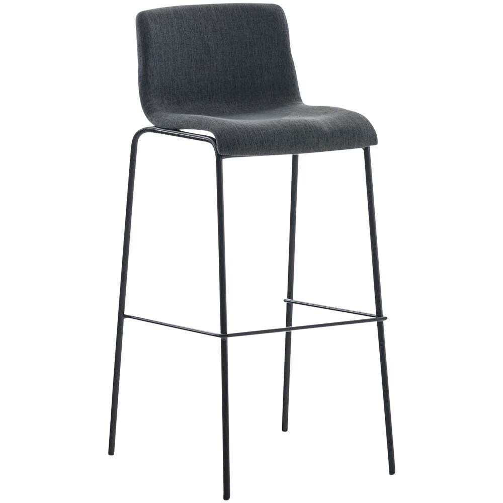 Sgabello Bar Hoover in Tessuto I Sgabello Alto Design 4 Gambe in Metallo I Sedia Sgabello Impilabile con Schienale I Sgabello Bancone H 76 CM Grigio Scuro Base Nero - Foto 1