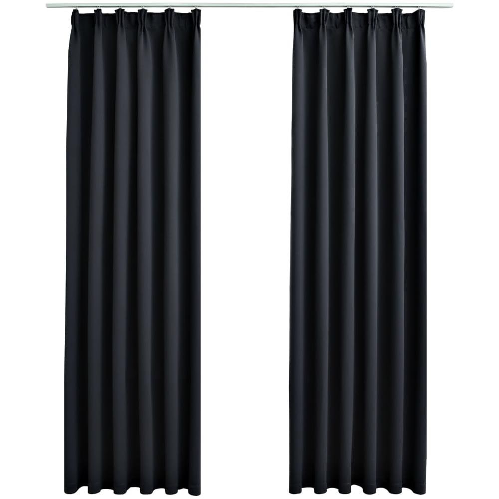 Tende Oscuranti Con Ganci 2 Pz Nere 140x175 Cm - Foto 2