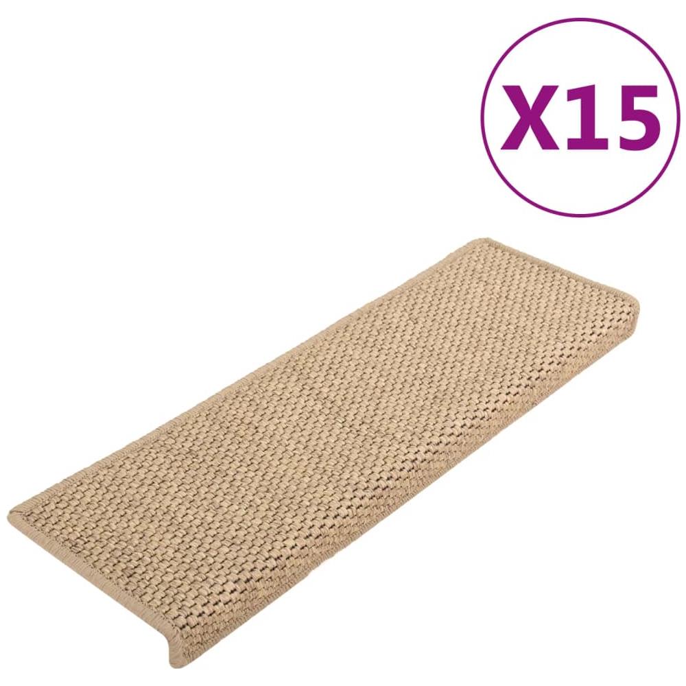Tappeti Autoadesivi Scale Aspetto Sisal 15 pz 65x21x4 cm Sabbia - Foto 1