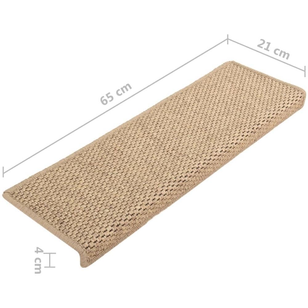 Tappeti Autoadesivi Scale Aspetto Sisal 15 pz 65x21x4 cm Sabbia - Foto 8