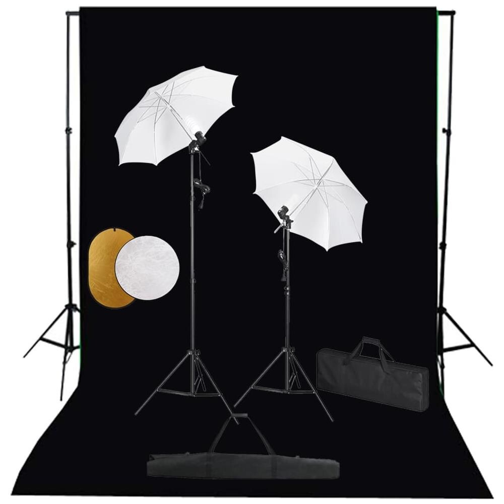 Kit Studio Fotografico con Luci Ombrelli Fondale e Riflettore - Foto 1