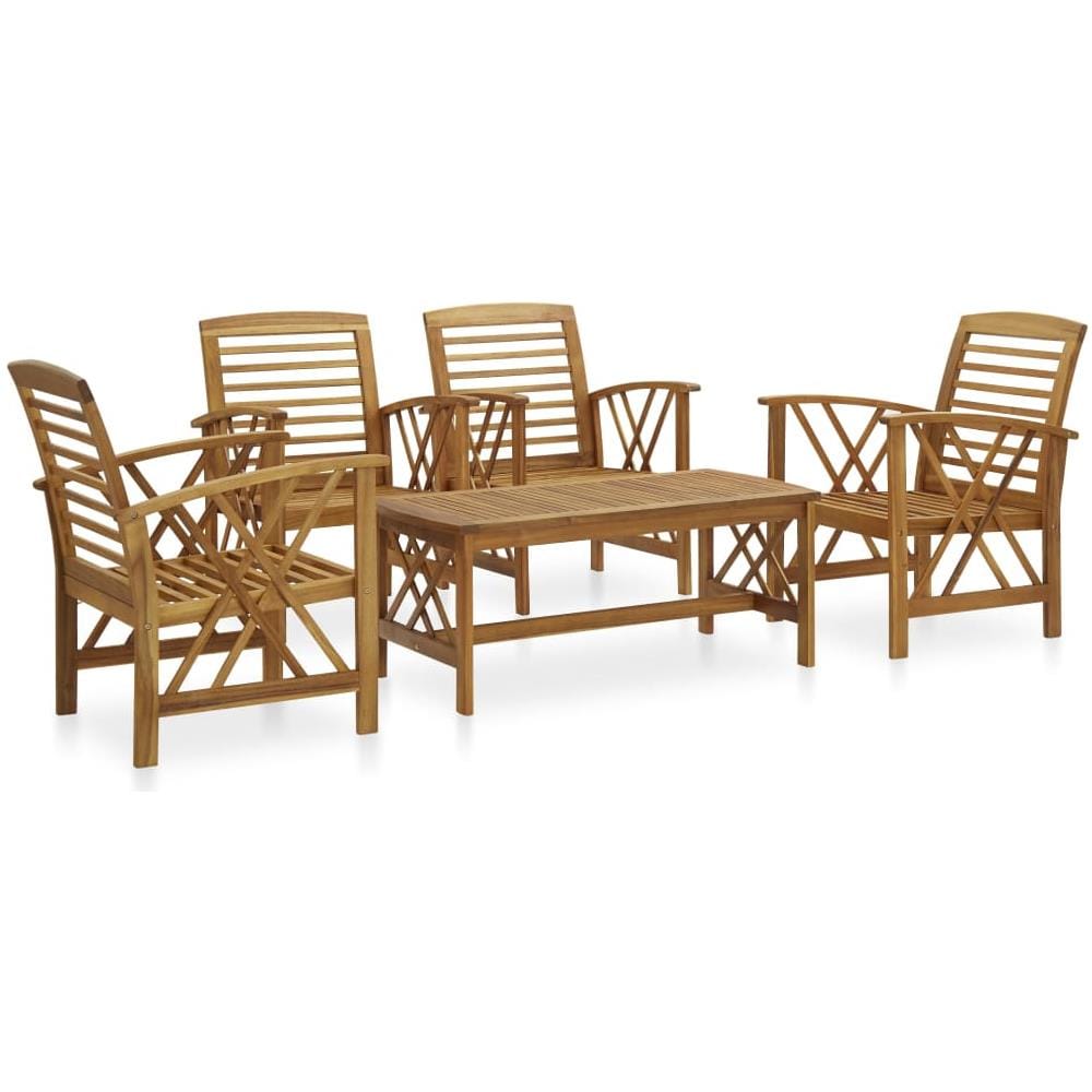 Set Divani da Giardino 5 pz in Massello di Acacia - Foto 1