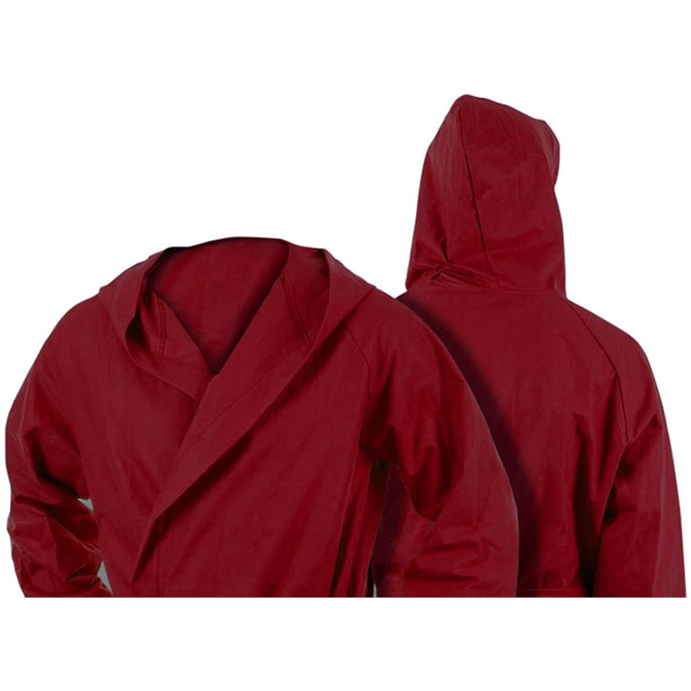 Accappatoio Con Cappuccio In Microfibra Adulto Unisex In Tinta Unita Vari Colori M Bordeaux - Foto 2