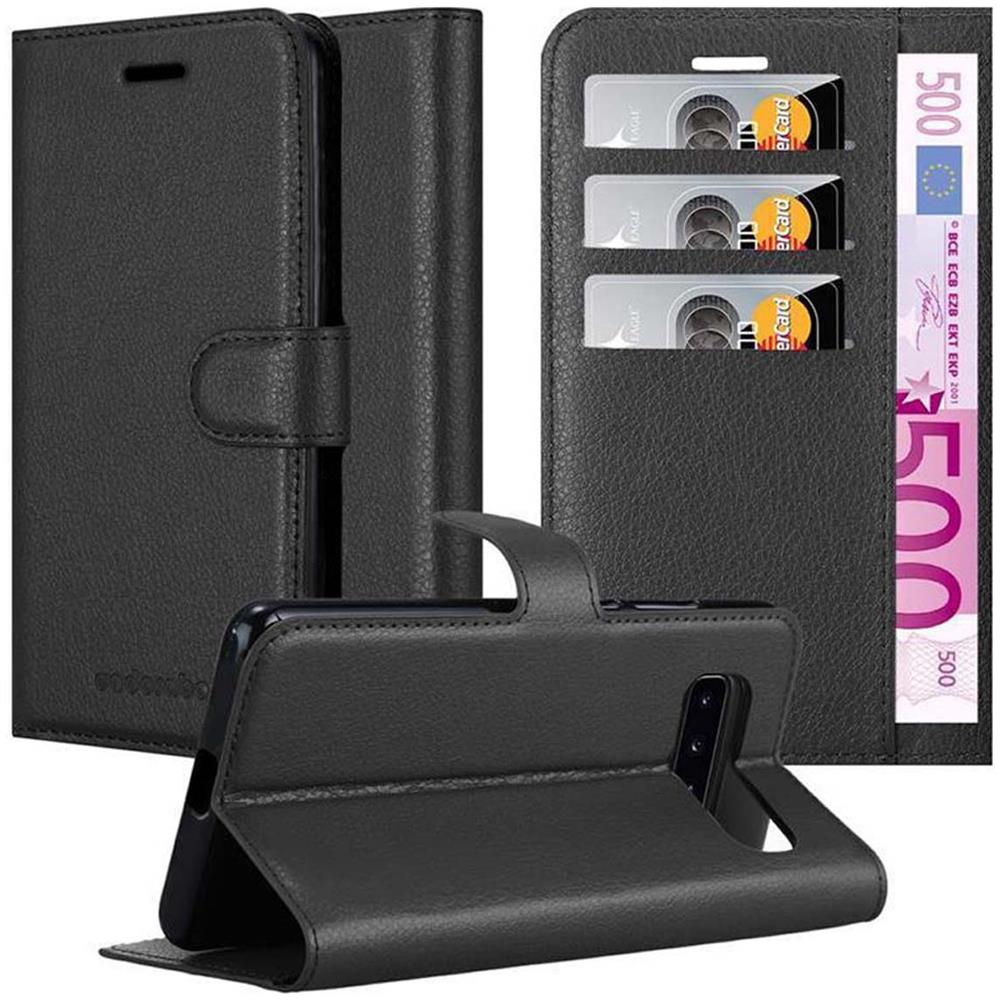 Custodia Compatibile Con Samsung Galaxy S10 In Nero Carbone - Coperchio Protettiva Con Chiusura Magnetica, Funzione Stand E Tasca Per Le Carte - Foto 1